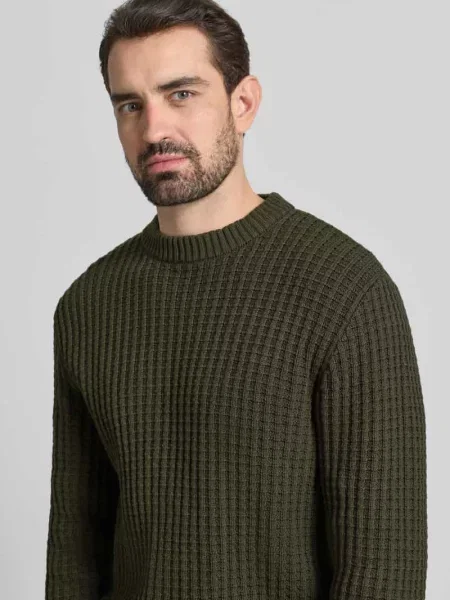 Sweter z dzianiny o kroju regular fit z czystej bawełny ekologicznej model ‘TOM’ Selected Homme