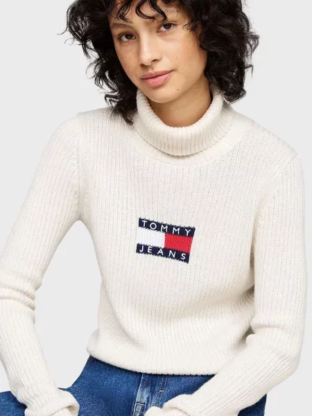 Меланжева гольф водолазка Tommy Jeans біла