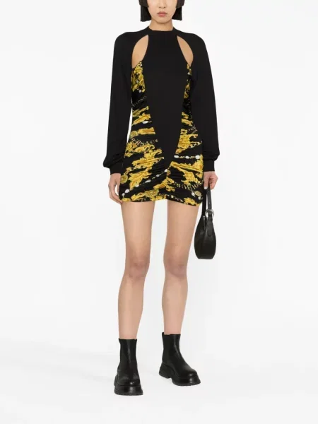 Raštuotas džinsinė suknelė Versace Jeans Couture juoda