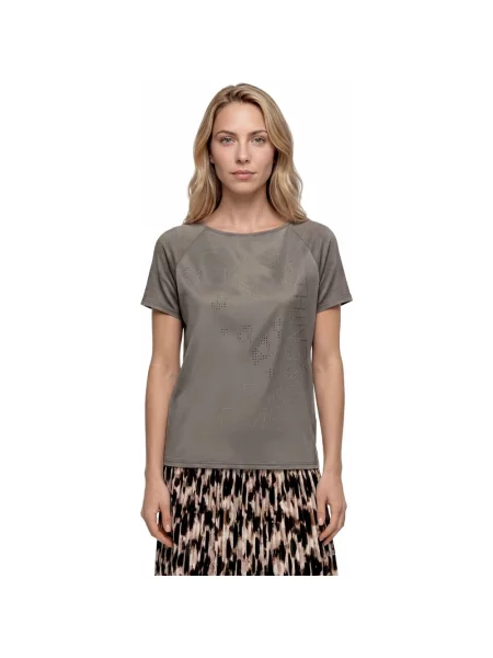 Betty Barclay T-Shirt Z Mieszanki Materiałów Z Kamyczkami Ozdobnymi grau szara