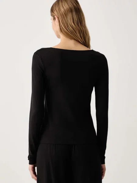 Tommy Hilfiger longsleeve piżamowy z bawełną czarna