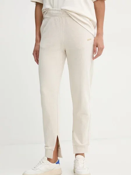 BOSS Orange pantaloni de trening din femei neted bej
