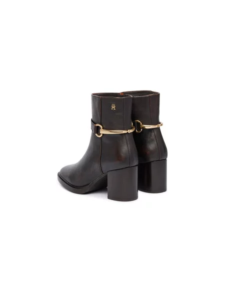 Aulinukai Tommy Hilfiger TH Stud Heel Riding Ankle Boot Tamsiai ruda