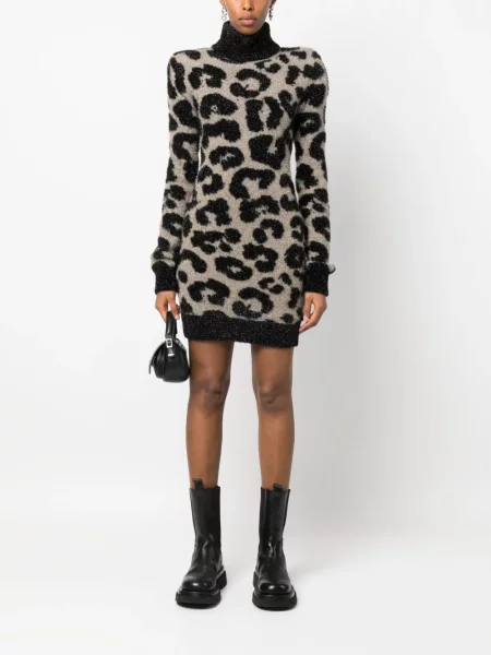 Leopardí oblekové šaty Philipp Plein s potiskem černé