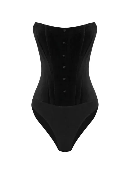 Aksamitny kombinezon Post Meridiem z gorsetem czarny