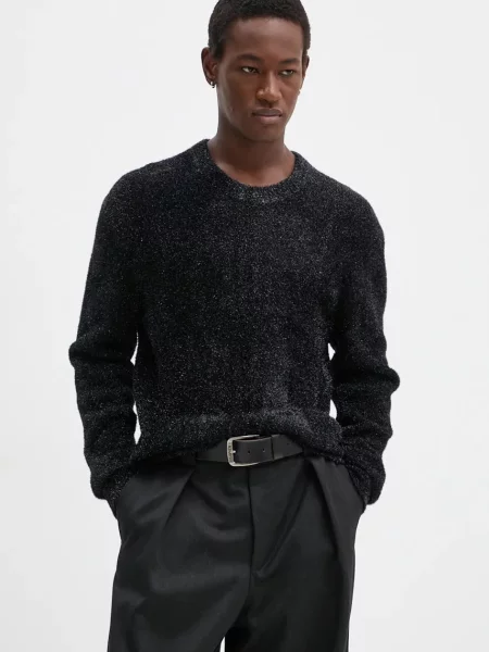 Кашмирен пуловер The Kooples от лека материя черно