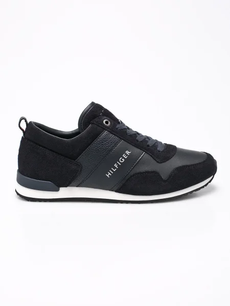 Tommy Hilfiger Sportcipő Iconic Leather Suede Mix Runner Sötétkék