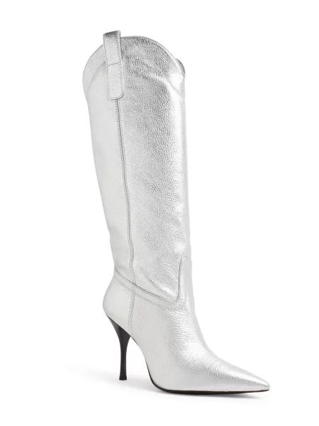 Kaubojus ilgaauliai batai Stuart Weitzman sidabrinė