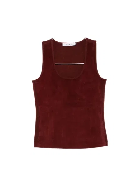 Top Max Mara zamszowy bez rękawów czerwony