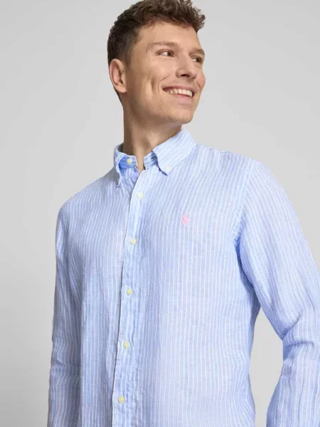 Koszula casualowa o kroju regular fit z czystego lnu Polo Ralph Lauren niebieska