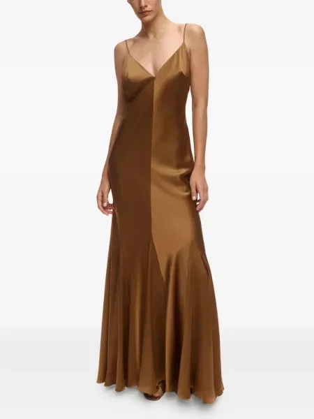 Rochie maxi 12 Storeez de mătase maro