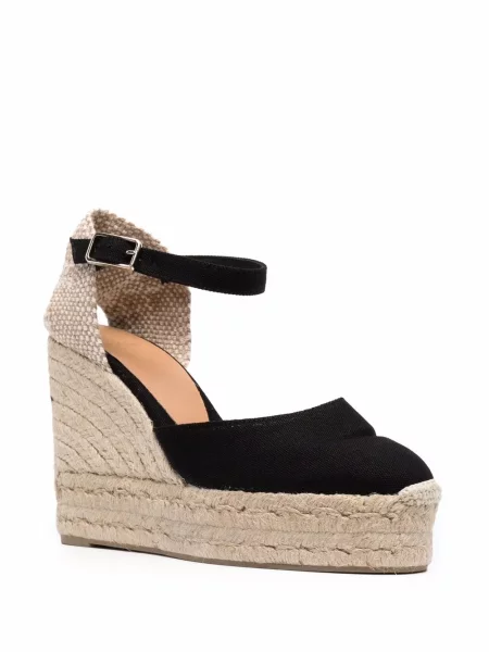 Espadrilės Castañer ant pleištinio kulniuko juoda