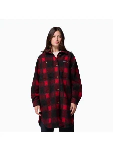Koszula Columbia Wildbest Venture Long Fleece Coat mountain red blurred ombre czarna