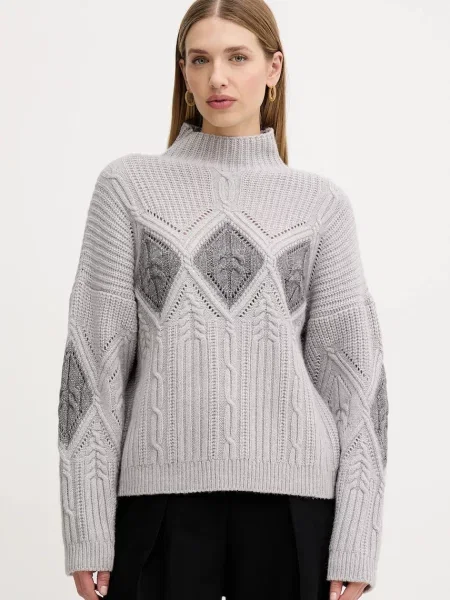 Светр із додаванням вовни Twinset гольф сірий