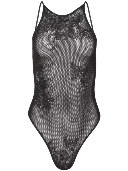Body Fleur Du Mal cu model floral plasă negru
