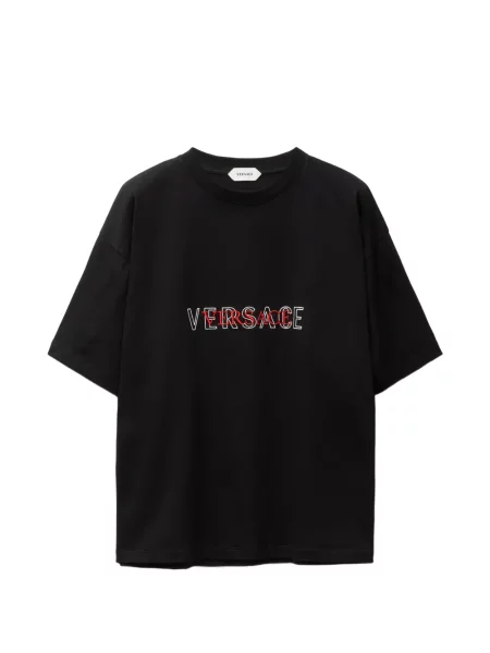 Tricou Versace din jerseu cu autograf negru