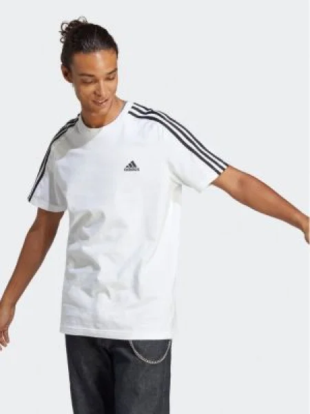 Pruhované džerzej tričko Adidas biela