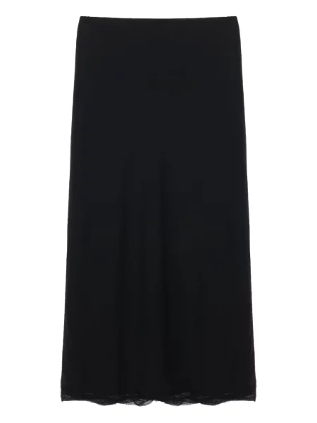 Fustă midi Toteme din satin până la genunchi negru