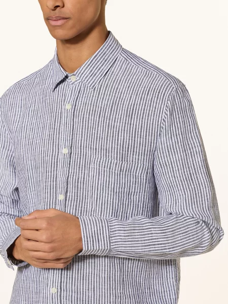Frescobol Carioca Lněná Košile Telles Comfort Fit tmavě modrá bílá