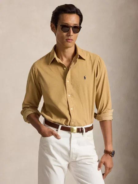 POLO RALPH LAUREN Cămașă | Custom fit | catifea reiată bej
