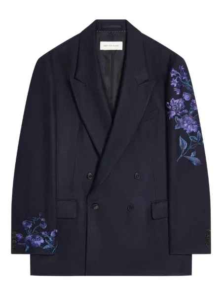 Sacou Dries Van Noten cu model floral albastru