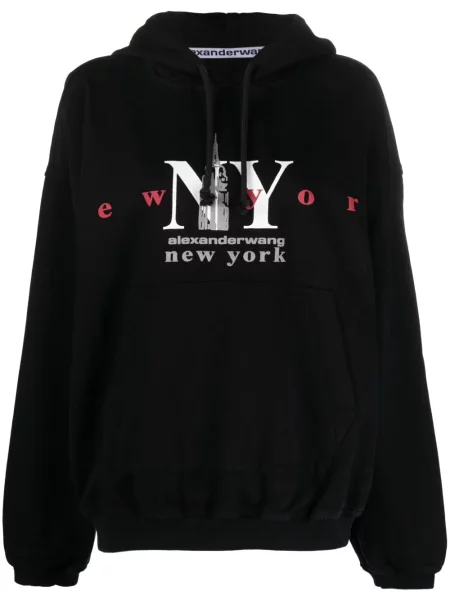 Hanorac cu glugă Alexander Wang cu imagine negru