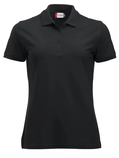 Clique Polo Manhattan z żakardowymi paskami przy kołnierzu – black czarny