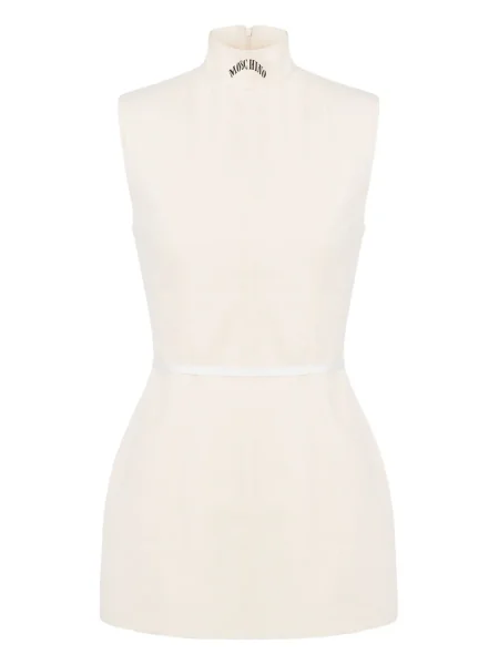 Rochie mini Moschino fără mâneci de costum alb