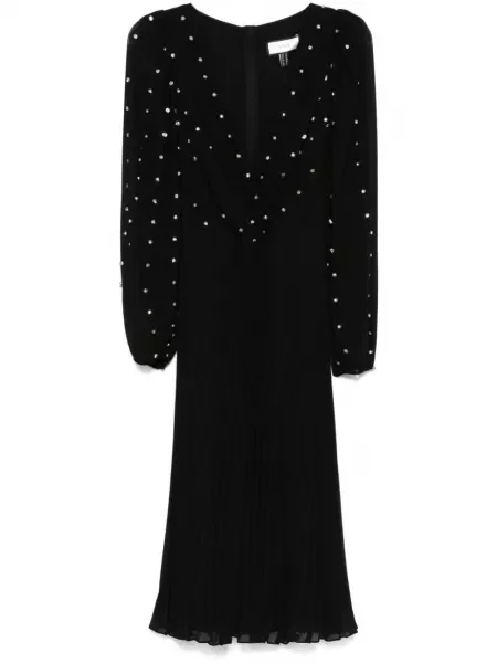 Rochie midi Nissa din șifon de cristal până la genunchi negru
