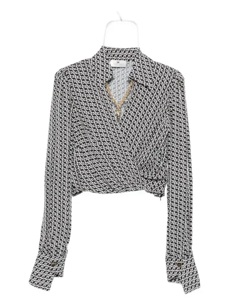 Bluzka Elisabetta Franchi z nadrukiem kopertowa czarna