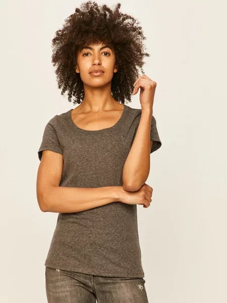 Tommy Jeans basic tričko s bavlnou šedé