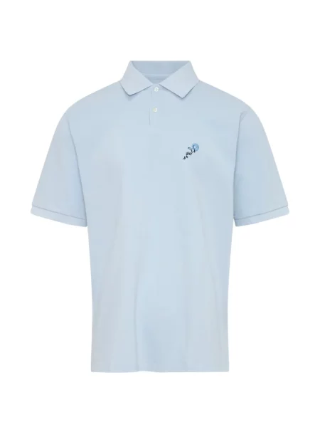 Tricou polo Vowels cu broderie albastru