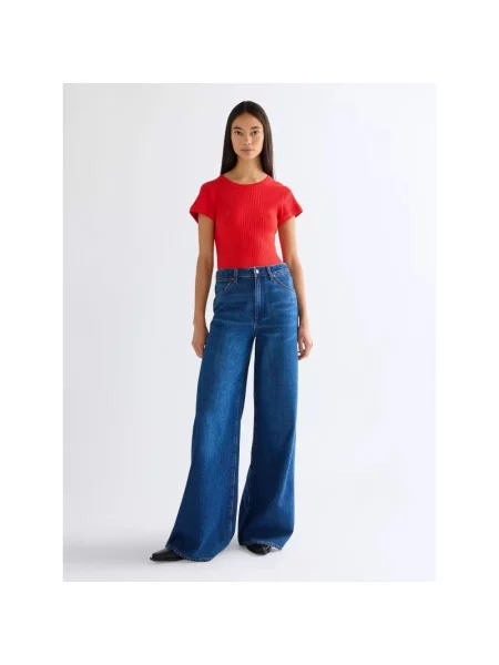 Szerokie jeansy Wrangler niebieskie