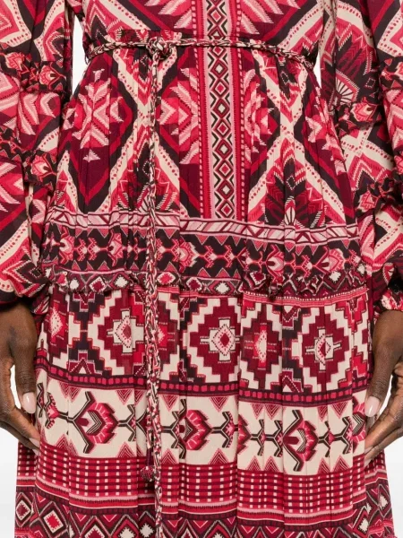 Rochie maxi Farm Rio cu imprimeu geometric de costum roșu