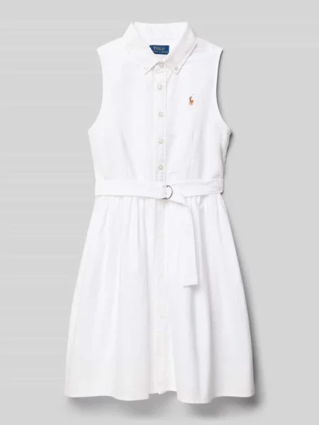 Taliowana Sukienka koszulowa z Mieszanka bawełny Model LATOYIAOXFSD' Polo Ralph Lauren Teens biała