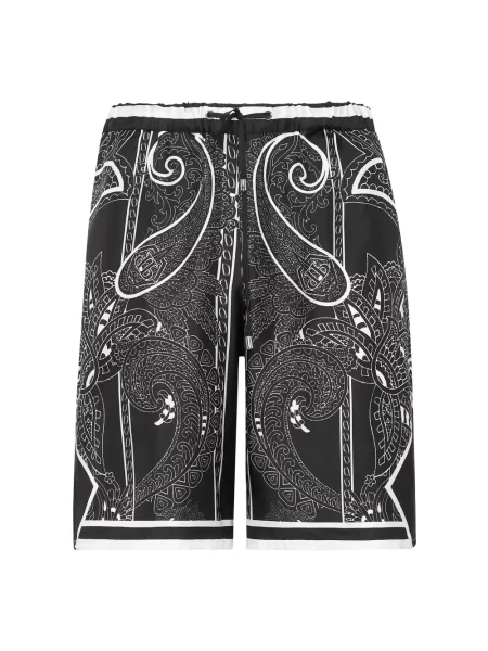 Jedwabne szorty Philipp Plein z wzorem paisley czarne
