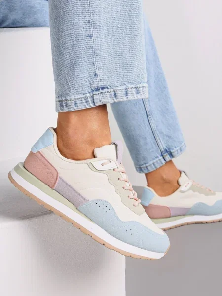 Sneakers Alb-Bleu cu Inserții Imitatie Piele Fayela alb