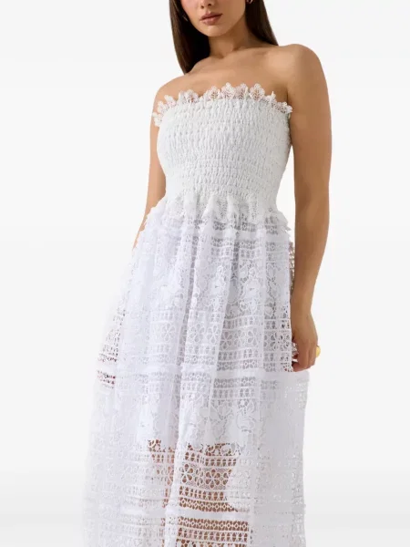 Rochie Guess din dantelă fără bretele alb