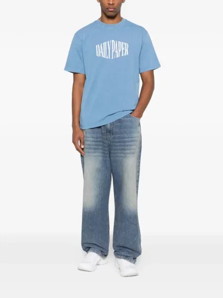 Tricou Daily Paper cu imagine albastru