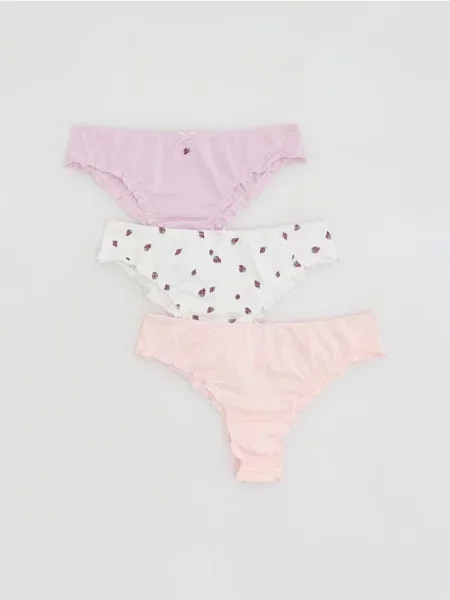 Reserved Set de 3 perechi de chiloți cu croială braziliană cu conținut ridicat de multicolor