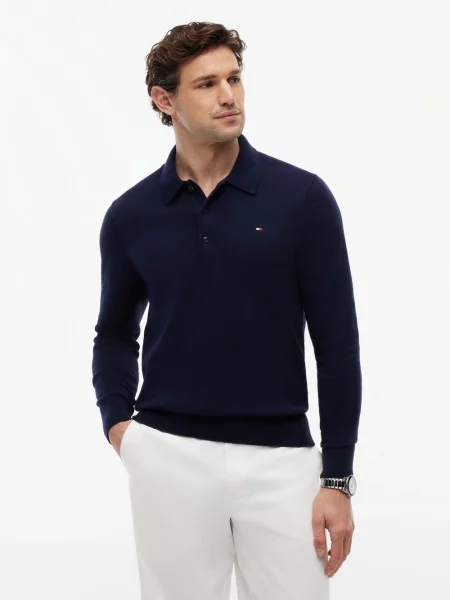 Tommy Hilfiger Sweter Pima Granatowy beżowy