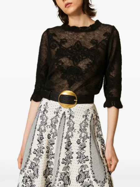 Pulover Twinset din lână alpaca negru