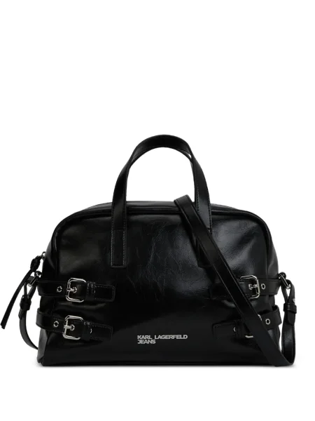 Geanta de piele Karl Lagerfeld Jeans din piele negru