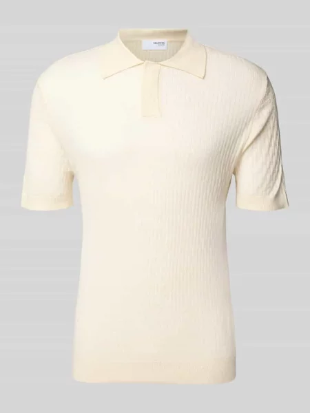 Koszulka polo o kroju regular fit z mieszanki bawełny i lyocellu model ‘CHANCE’ Selected Homme białe