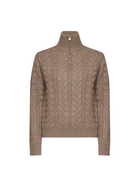 Max Mara Sweter Typu Troyer Z Kaszmiru Libero beige beżowy