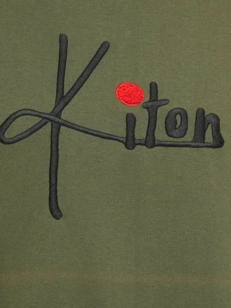 Тениска Kiton бродирана с кръгло деколте зелено