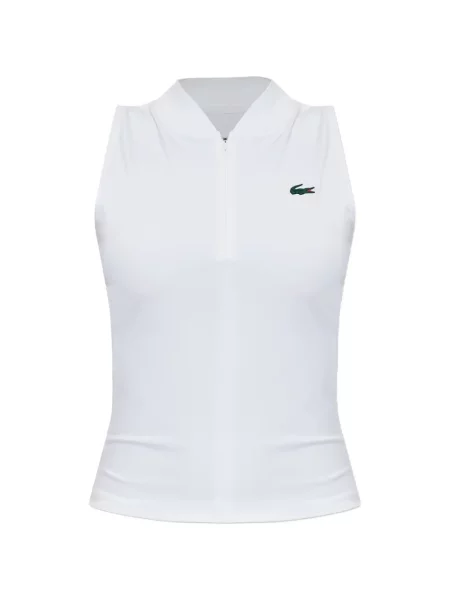 Tricou polo Lacoste fără mâneci tenis stretch alb