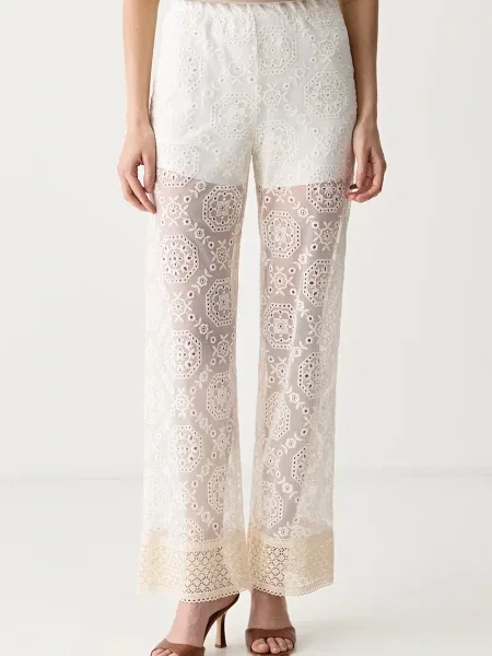Haveone pantaloni straight pentru femei bej