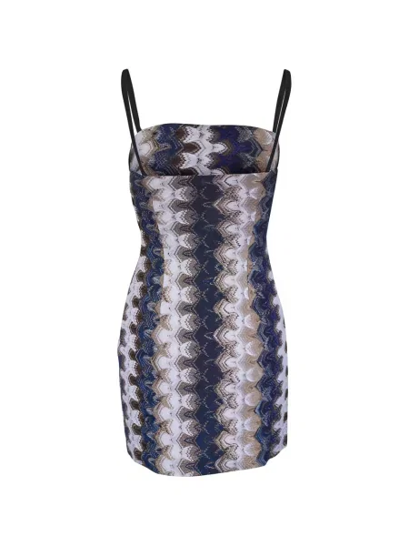 Rochie mini Missoni fără mâneci tricotate albastru