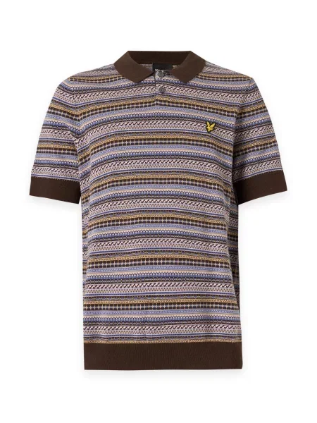 Lyle & Scott Pulover Fairisle bej / opal / maro închis alb